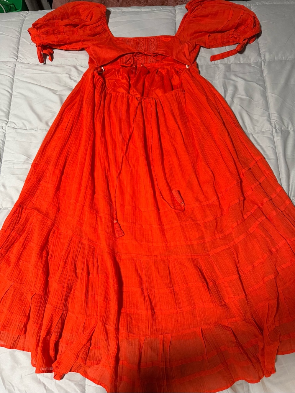 Free People Bright Orange Tiered Maxi Dress
